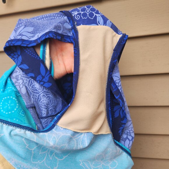 Islander Plus Blue Floral Print Swim Dress Swimsuit Beachwear Modest - Picture 7 of 10